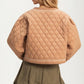 Quilted Floral Embroidered Jacket with Tie Front