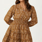 Long Sleeve Mini Dress with Smocked Waist and Tiered Skirt