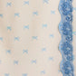 Cream Wrap Mini Dress with Blue Lace Trim and Flutter Sleeves