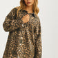 Leopard Print Button Front Long Sleeve Shirt Dress
