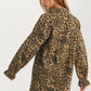 Leopard Print Button Front Long Sleeve Shirt Dress