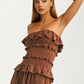 Strapless Smocked Midi Dress with Ruffle Tier Detail