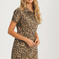 Button Front Short Sleeve Mini Dress with Utility Pockets