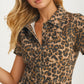 Button Front Short Sleeve Mini Dress with Utility Pockets