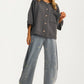 Oversized Button-Up Shirt Jacket with Relaxed Fit