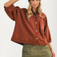 Oversized Button-Up Shirt Jacket with Relaxed Fit