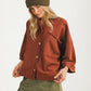 Oversized Button-Up Shirt Jacket with Relaxed Fit