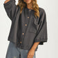 Oversized Button-Up Shirt Jacket with Relaxed Fit