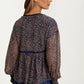 Sheer Floral Long Sleeve Blouse with Smocked Cuffs