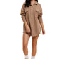 Casual Utility-Style Button-Up Tunic with Patch Pockets