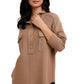 Casual Utility-Style Button-Up Tunic with Patch Pockets