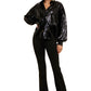 Long Sleeve Button-Down Sequin Blouse With Shirt Collar