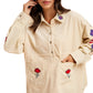 Embroidered Floral Corduroy Button-Up Jacket