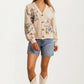 Embroidered Floral Button Front Cardigan with Delicate Detailing