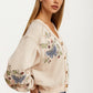 Embroidered Floral Button Front Cardigan with Delicate Detailing