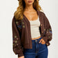 Embroidered Floral Button Front Cardigan with Delicate Detailing