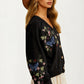 Embroidered Floral Button Front Cardigan with Delicate Detailing