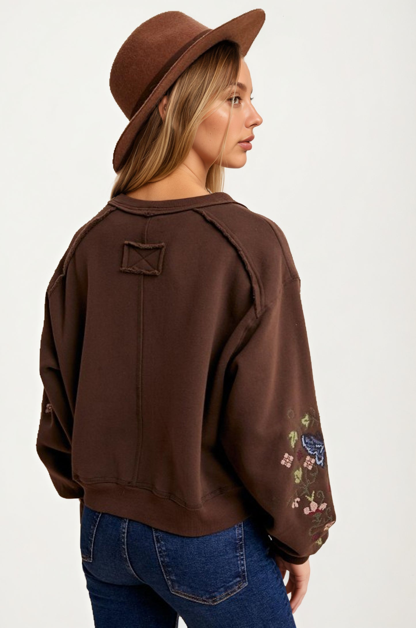 Embroidered Floral Button Front Cardigan with Delicate Detailing