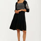 Embroidered Square Neck Dress with 3/4 Sleeves