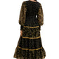 Floral Tiered Long Sleeve Midi Dress With Contrast Trim