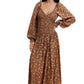Floral Long Sleeve V-Neck Maxi Dress With Smocked Waist