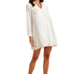 Long Sleeve Ivory Babydoll Dress with Lace Trim & Button Detail