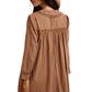 Long Sleeve Button-Front Babydoll Dress with Crochet Trim
