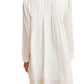 Long Sleeve Ivory Babydoll Dress with Lace Trim & Button Detail
