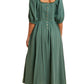 Square-Neck Puff Sleeve Midi Dress in Sage