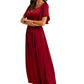 Burgundy Maxi Dress with Lace Waist and Flutter Sleeves