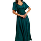 Emerald Green Maxi Dress with Lace Waist and Flutter Sleeves