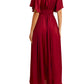Burgundy Maxi Dress with Lace Waist and Flutter Sleeves