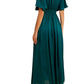 Emerald Green Maxi Dress with Lace Waist and Flutter Sleeves
