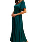 Emerald Green Maxi Dress with Lace Waist and Flutter Sleeves