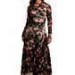 Long Sleeve Floral Lace Maxi Dress With Sheer Illusion Details