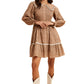 Floral Shirred Mini Dress with Lace Trim & Peter Pan Collar
