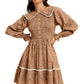 Floral Shirred Mini Dress with Lace Trim & Peter Pan Collar