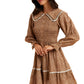 Floral Shirred Mini Dress with Lace Trim & Peter Pan Collar