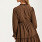 Plaid Mini Dress with Bow Accents and Long Puff Sleeves
