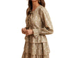 Taupe Floral Tiered Mini Dress with Bow Detail