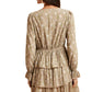Taupe Floral Tiered Mini Dress with Bow Detail