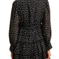 Black Floral Tiered Mini Dress with Velvet Bow Detail
