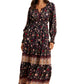 Boho Floral Tiered Maxi Dress with Long Sleeves