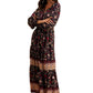 Boho Floral Tiered Maxi Dress with Long Sleeves