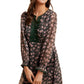 Floral Chiffon Mini Dress with Sheer Sleeves and Lace Trim