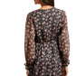 Floral Chiffon Mini Dress with Sheer Sleeves and Lace Trim