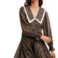 Vintage Floral Mini Dress with Lace Collar and Puff Sleeves
