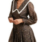 Vintage Floral Mini Dress with Lace Collar and Puff Sleeves