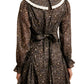 Vintage Floral Mini Dress with Lace Collar and Puff Sleeves