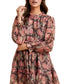 Romantic Floral Ruffle Mini Dress with Sheer Long Sleeves